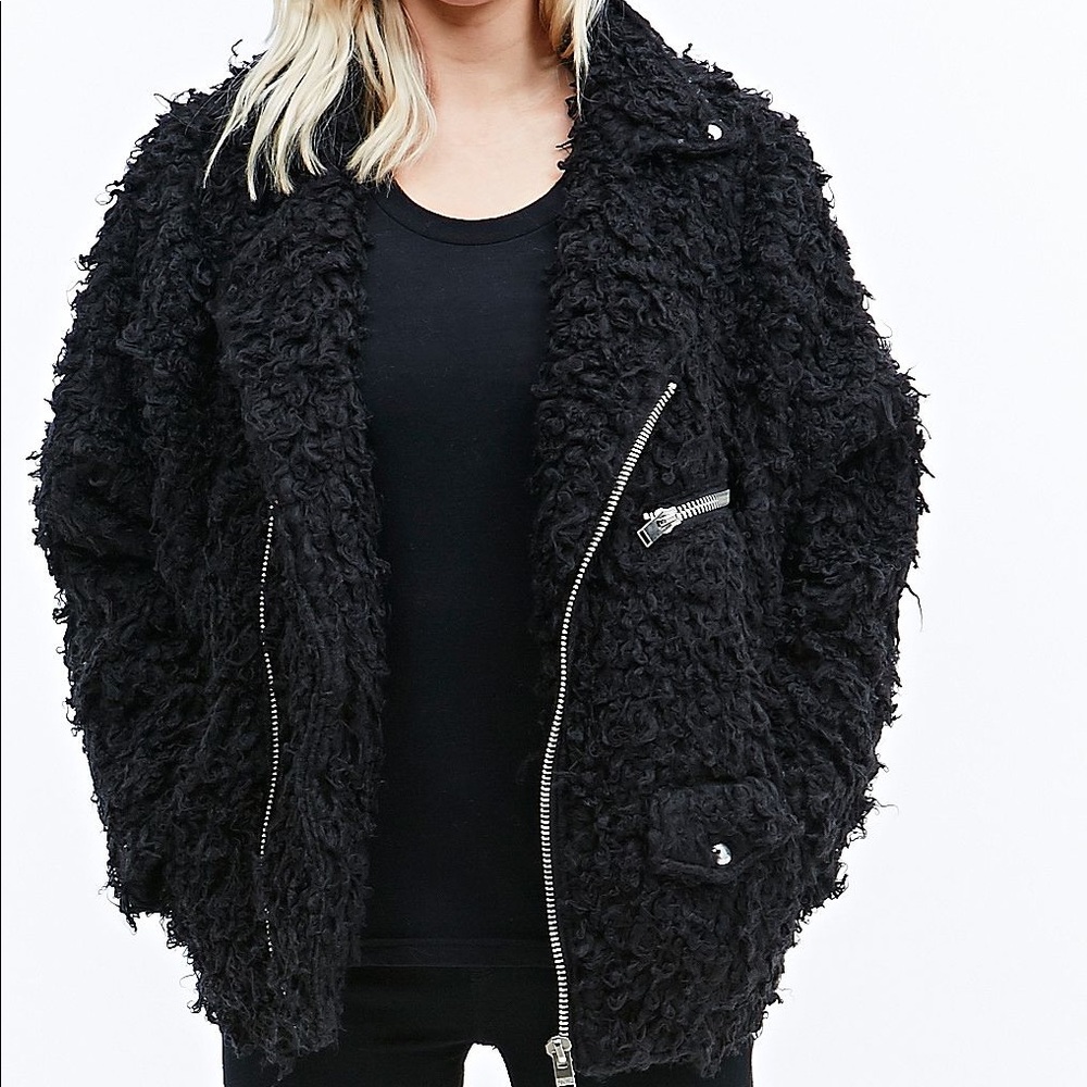 UNIF poodle moto jacket in black